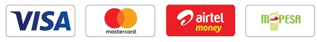 Accepted payment methods: Visa, Mastercard, Airtel Money, M-Pesa
